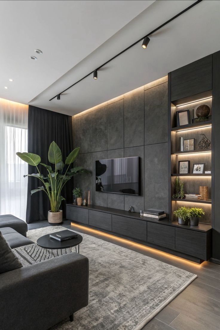 ruangan tv gelap elegan